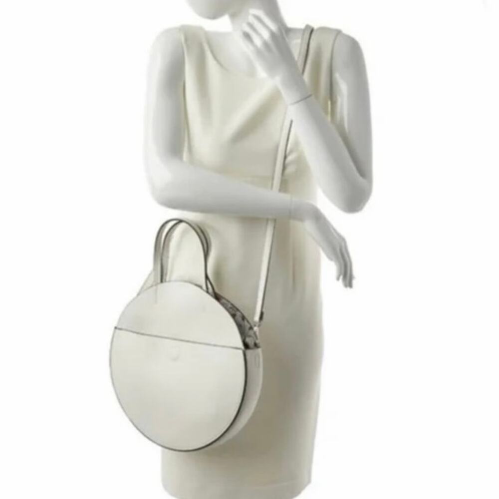 Collection XIIX 2 Piece White Floral Printed Round Tambourine Purse Tote